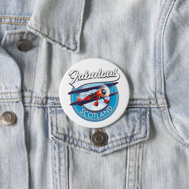 Fabulous Scotland retro style travel patch Button (In Situ)