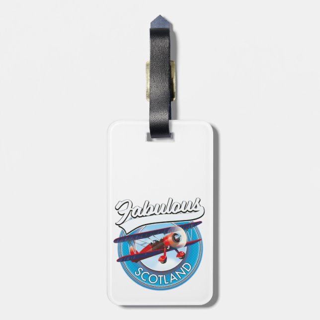 Fabulous Scotland retro style travel patch Luggage Tag (Back Vertical)