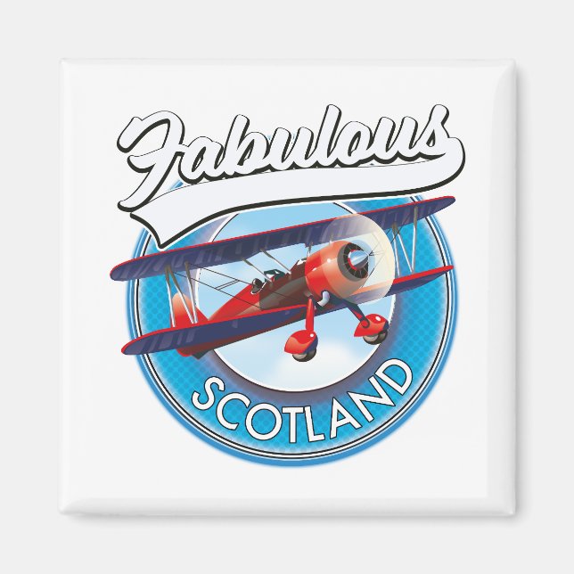 Fabulous Scotland retro style travel patch Magnet (Front)