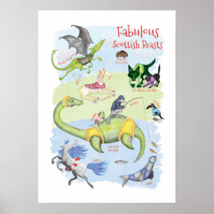 Fabulous Scottish Beasts kids' room poster