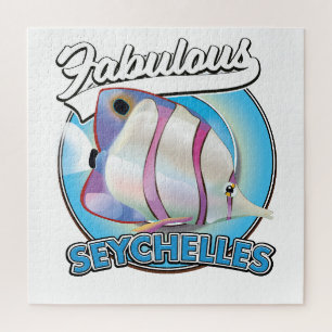 Fabulous Seychelles retro logo Magnet Jigsaw Puzzle