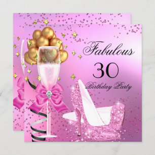 Fabulous Shimmer Light Pink High Heels Birthday Invitation
