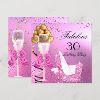 Fabulous Shimmer Light Pink High Heels Birthday Invitation