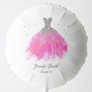 Fabulous Silver Glitters Pink Dress Sweet Sixteen Balloon
