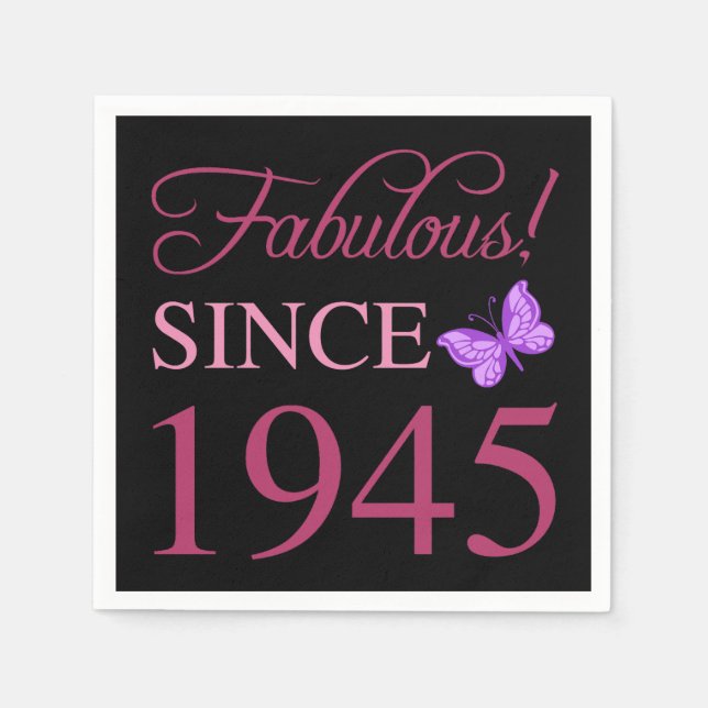 Fabulous Since 1945 80th Birthday Napkins (Front)