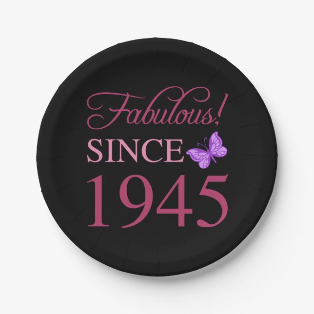 Fabulous Since 1945 80th Birthday Paper Plates (Front)