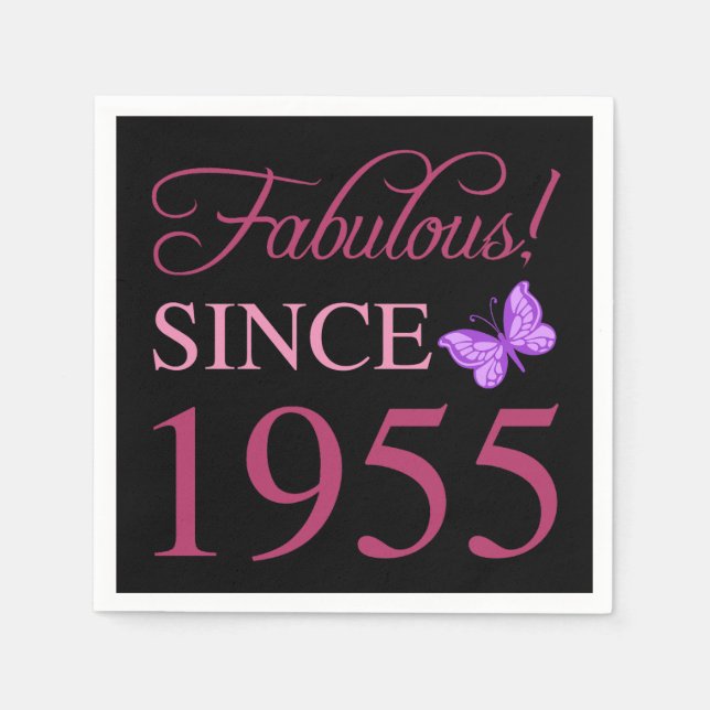 Fabulous Since 1955 70th Birthday Napkins (Front)