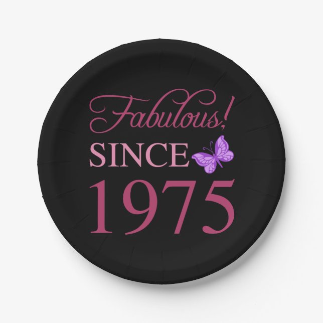Fabulous Since 1975 50th Birthday Paper Plates (Front)