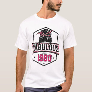 Fabulous Since 1980 42Th Birthday Leopard Messy Bu T-Shirt