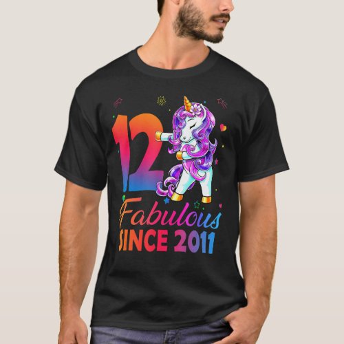 Fabulous Since 2011 12th Birthday Girl 12 Years Ol T_Shirt