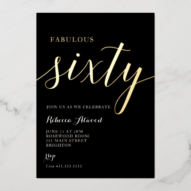Fabulous Sixty BIrthday Foil Invitation (Front)