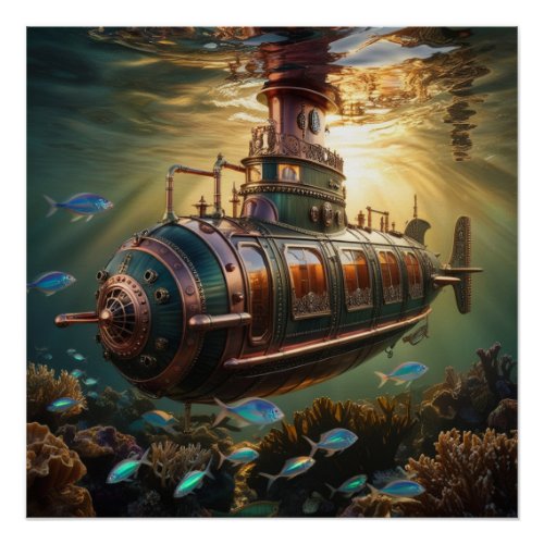 Fabulous Steampunk Submariner Vessel Poster