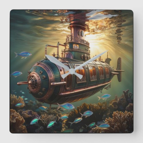 Fabulous Steampunk Submariner Vessel Square Wall Clock