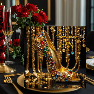 Fabulous Stiletto Glitter Red blue Gold Jewels Invitation