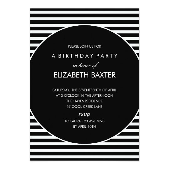 Fabulous Stripes General Party Invitation (Black) | Zazzle.com