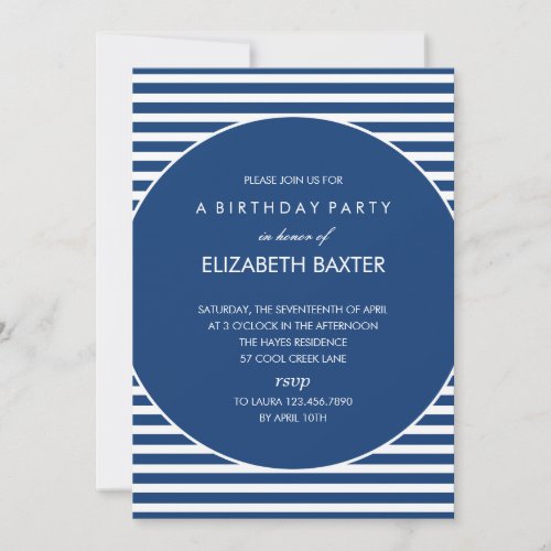 Fabulous Stripes General Party Invitation (Blue)