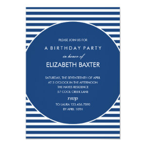 Fabulous Stripes General Party Invitation (Blue)