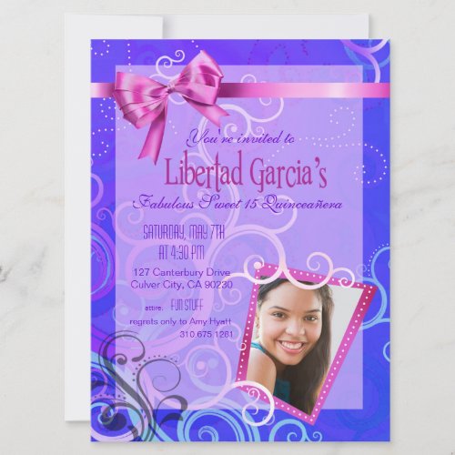 Fabulous Sweet 15 Quinceaera Party Photo Invitation