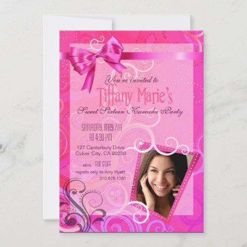 Fabulous Sweet 16 Karaoke Birthday Party Photo Invitation