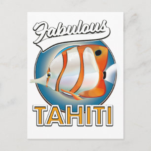 fabulous Tahiti retro logo Postcard