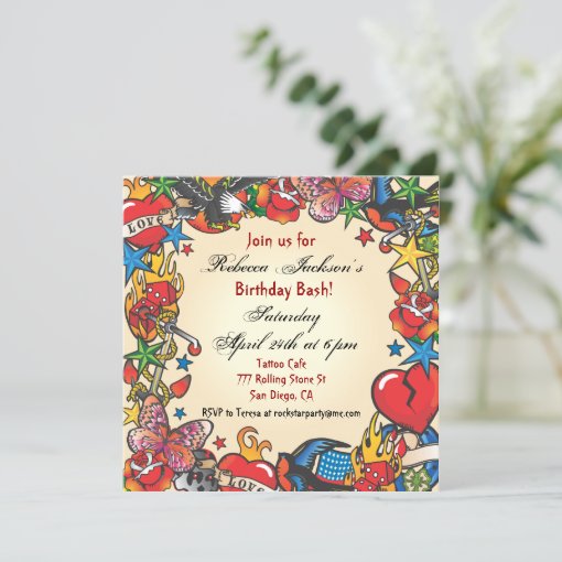 Fabulous Tattoo Party Invitation Zazzle