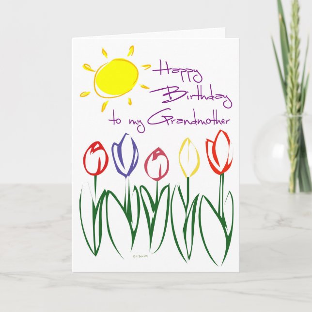 Fabulous Tulip Sketch Birthday Card for Grandma (Front)