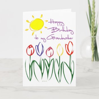 Fabulous Tulip Sketch Birthday Card For Grandma by William63 at Zazzle