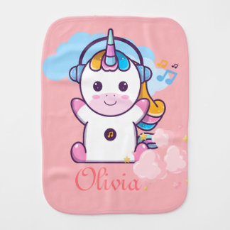 Fabulous Unicorn Custom name Baby Burp Cloth