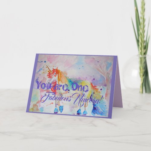Fabulous Unicorn Watercolor Birthday Girls Card