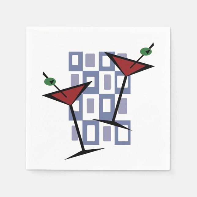 Fabulous Vintage Style Martini Napkins (Front)