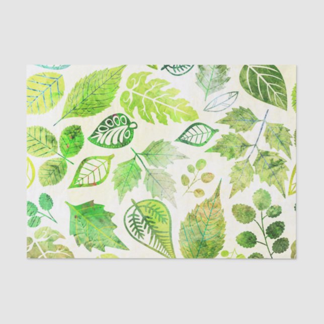 Fabulous Watercolor Leaves Print Tissue Paper (Front)