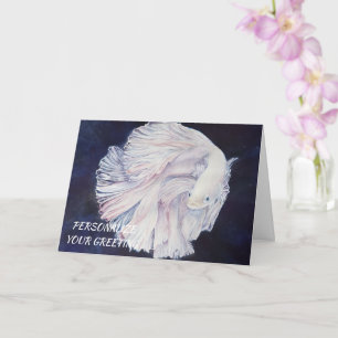 Fabulous White Fighter Fish Customizable Card
