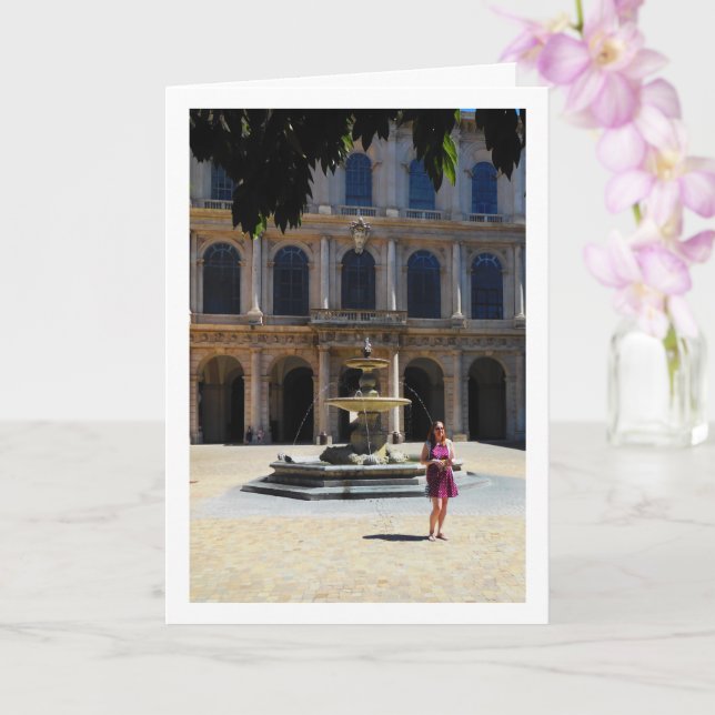 Facade And Fountain, Palazzo Barberini, Rome Card (Orchid)