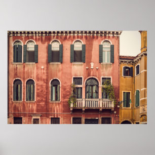 Facade of a typical old house in Venice, Italy, Poster