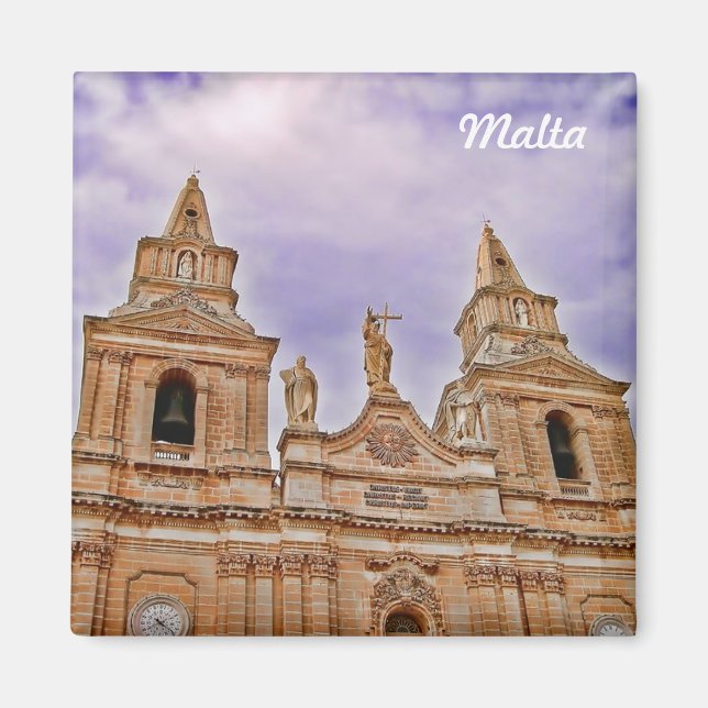 Façade of church in Mellieha village in Malta Magnet (Front)
