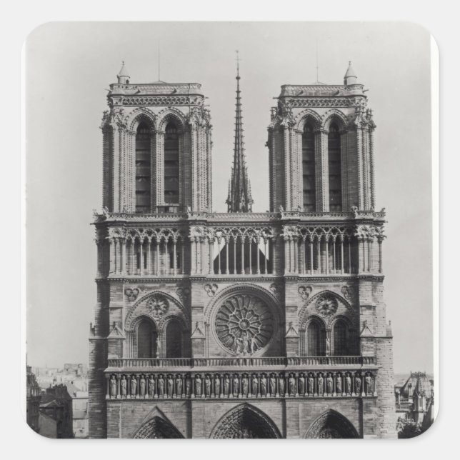 Facade of Notre-Dame, Paris, late 19th century Square Sticker (Front)