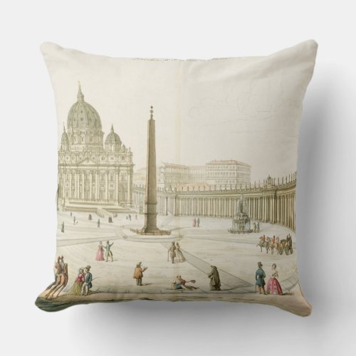 Facade of St Peters in Rome with the Piazza in f Throw Pillow