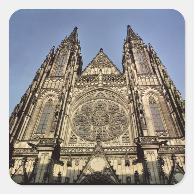 Facade of the Cathedral of St. Vitus Square Sticker (Front)