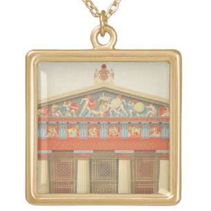 Facade of the Temple of Jupiter at Aegina (323-27 Gold Plated Necklace