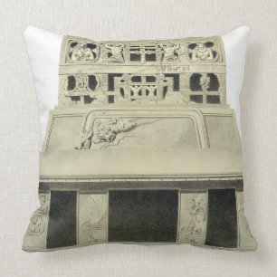 Facade of the Temple of the Sun, Palenque, plate 2 Throw Pillow