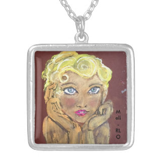 Face #2 silver plated necklace