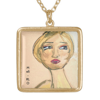 Face #9 gold plated necklace