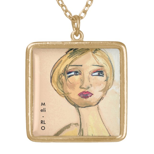 Face #9 gold plated necklace (Front)