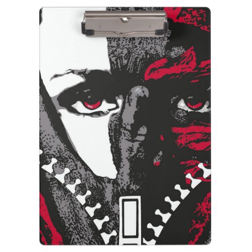 Face and hands in grey and red Clipboard