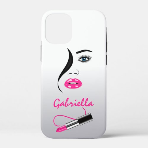 Face and Pink Lipstick in the Mirror Makeup Artist iPhone 12 Mini Case