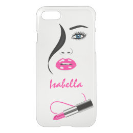 Face and Pink Lipstick Kiss on the Mirror Clearly iPhone 8/7 Case