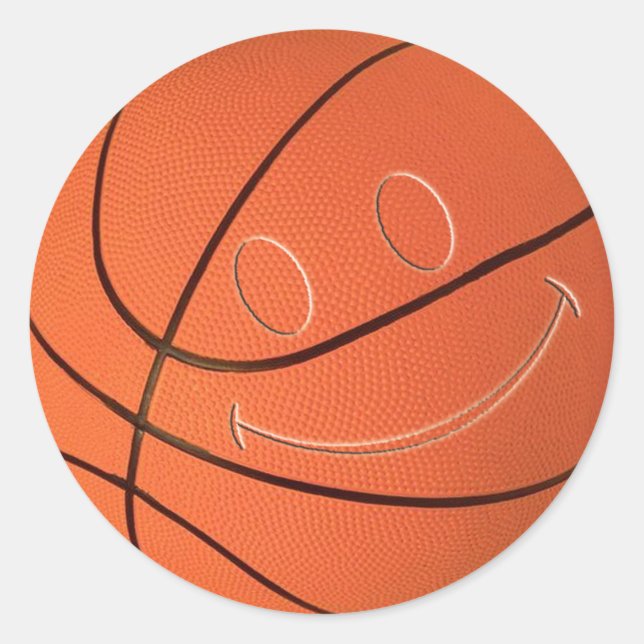 FACE BASKETBALL CLASSIC ROUND STICKER (Front)