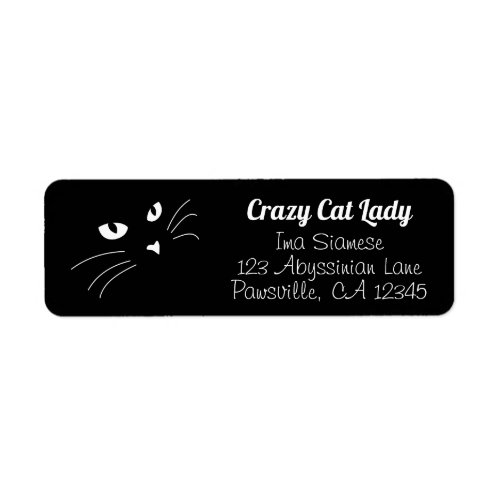 Face Black Cat Return Address Labels Personalized