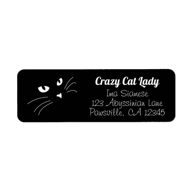 Face Black Cat Return Address Labels Personalized