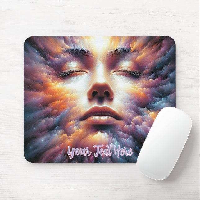 Face Blended with Colorful Clouds Mouse Pad (With Mouse)